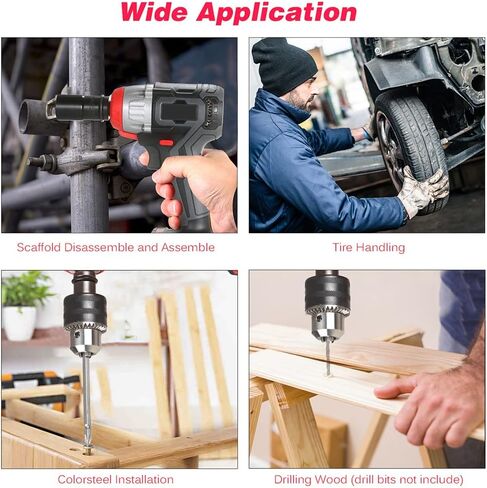 Cordless Impact Wrench 21V Brushless Motor Max Torque 520N.m,Battery Impact Wrench 1/2 High Torque,2x 3.0 Ah Li-ion Battery,6 Sockets,Fast Charger,Belt Clip,Tool Case in Kuwait
