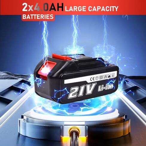 Cordless Impact Wrench 21V Brushless Motor Max Torque 520N.m,Battery Impact Wrench 1/2 High Torque,2x 3.0 Ah Li-ion Battery,6 Sockets,Fast Charger,Belt Clip,Tool Case in Kuwait