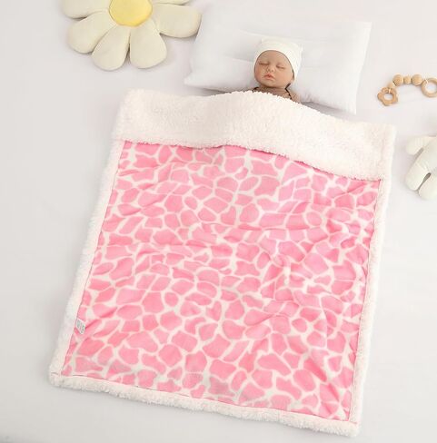 Nursery Bed Blankets Newborn Care Soft Receiving Blanket 30" x 40", Warm and Cozy for Baby Carrier Stroller Travel (Pink Ripple) in Kuwait