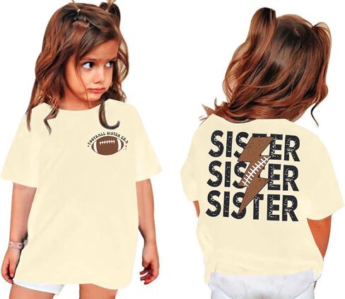 Toddler Football Sister Shirt Baby Girl Football Outfit Big Sister Shirt Game Day Girl T-Shirt Cotton Tee Top in Kuwait