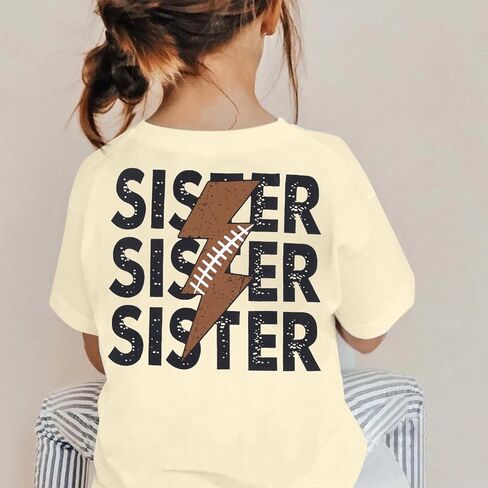 Toddler Football Sister Shirt Baby Girl Football Outfit Big Sister Shirt Game Day Girl T-Shirt Cotton Tee Top in Kuwait