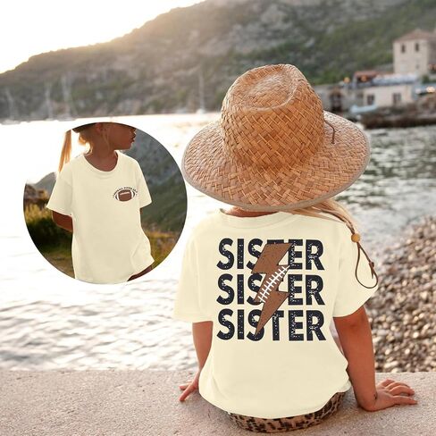 Toddler Football Sister Shirt Baby Girl Football Outfit Big Sister Shirt Game Day Girl T-Shirt Cotton Tee Top in Kuwait