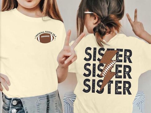 Toddler Football Sister Shirt Baby Girl Football Outfit Big Sister Shirt Game Day Girl T-Shirt Cotton Tee Top in Kuwait