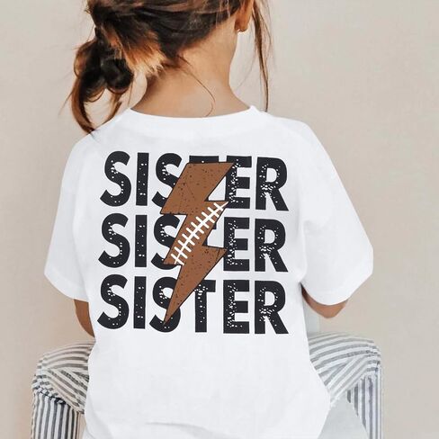 Toddler Football Sister Shirt Baby Girl Football Outfit Big Sister Shirt Game Day Girl T-Shirt Cotton Tee Top in Kuwait