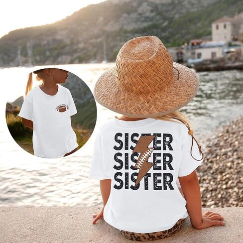 Toddler Football Sister Shirt Baby Girl Football Outfit Big Sister Shirt Game Day Girl T-Shirt Cotton Tee Top in Kuwait
