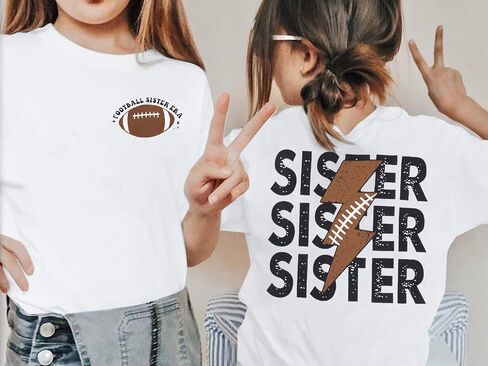 Toddler Football Sister Shirt Baby Girl Football Outfit Big Sister Shirt Game Day Girl T-Shirt Cotton Tee Top in Kuwait