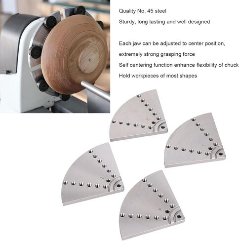 Diydeg Lathe Flat, 4Pcs 8in Wood Lathe Chuck Woodturning Tools Chuck with 16pcs Taper Plug Screws for Ordinary Lathes, Grinders, Milling Machines, Drilling Machines in Saudi Arabia