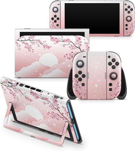 Tacky Design Sakura Flowers Skin Compatible with Nintendo Switch Skin - Premium Vinyl 3M Cherries Blossoms Nintendo Switch Stickers Set - Switch Skin for Console, Dock, Joy Con - Decal Full Wrap in Kuwait