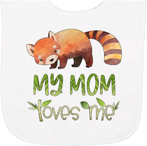 inktastic My Mom Loves Me Cute Red Panda Baby Terry Cloth Bib in Saudi Arabia