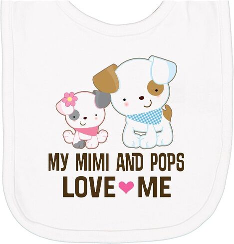 inktastic Mimi and Pops Love Me Grandchild Newborn Bib in Saudi Arabia