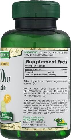 Nature's Bounty Vitamin E Pills and Supplement Softgels, Supports Antioxidant Health, 400iu, 120 Count (Pack of 2) in Saudi Arabia