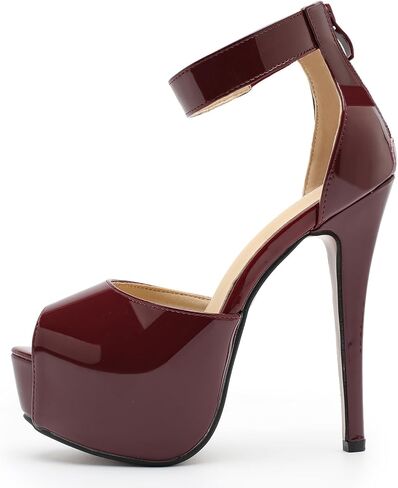 Liuruijia منصة حزام الكاحل للسيدات عالية الكعب Sexy Stiletto الكعب الزفاف الزفاف زقزقة أخمص القدم in Kuwait