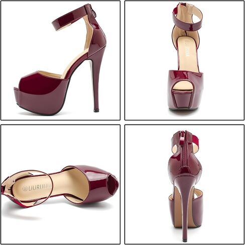 Liuruijia منصة حزام الكاحل للسيدات عالية الكعب Sexy Stiletto الكعب الزفاف الزفاف زقزقة أخمص القدم in Kuwait
