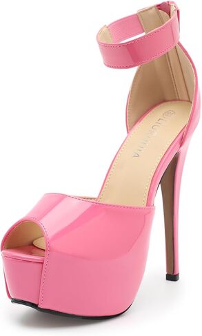 Liuruijia منصة حزام الكاحل للسيدات عالية الكعب Sexy Stiletto الكعب الزفاف الزفاف زقزقة أخمص القدم in Saudi Arabia