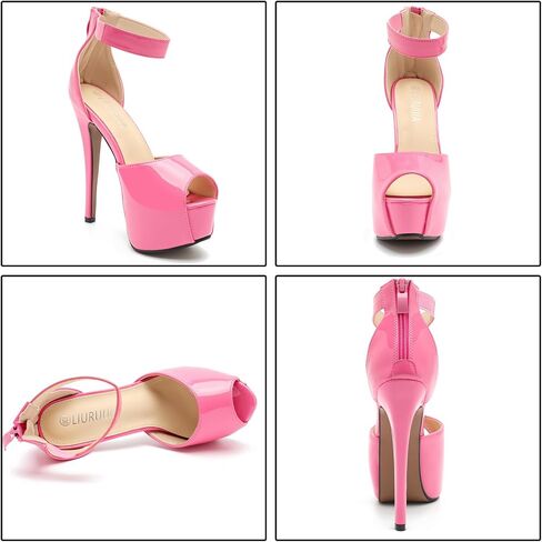 Liuruijia منصة حزام الكاحل للسيدات عالية الكعب Sexy Stiletto الكعب الزفاف الزفاف زقزقة أخمص القدم in Saudi Arabia