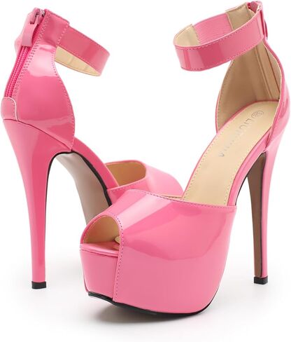 Liuruijia منصة حزام الكاحل للسيدات عالية الكعب Sexy Stiletto الكعب الزفاف الزفاف زقزقة أخمص القدم in Saudi Arabia