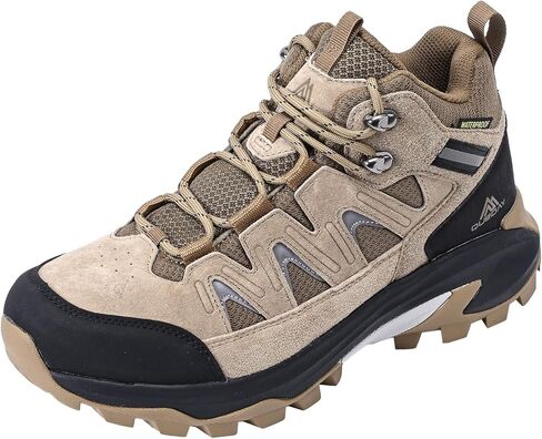 Queday Mens Womens Leather Bracking Boots Boots Lightweight Outdoor Walking Shoes Treptible Doede Hike Trekking Trails Camping Climbing in Kuwait