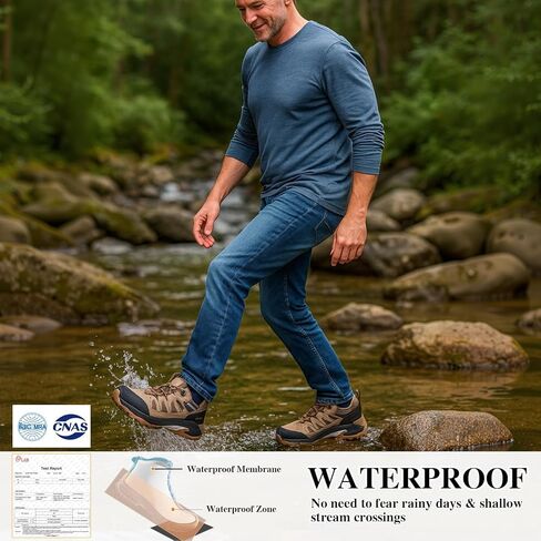 Queday Mens Womens Leather Bracking Boots Boots Lightweight Outdoor Walking Shoes Treptible Doede Hike Trekking Trails Camping Climbing in Kuwait