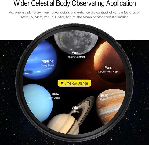 Astromania 2 "Color/Planetary Filter for Telescope - #15 ory -orange - حزمة مع - 2" مرشح #8 صفراء و ND96-0.3 in Saudi Arabia