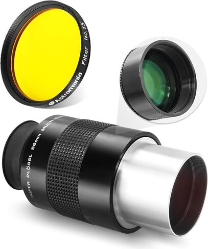 Astromania 2" Color/Planetary Filter for Telescope - #15 Yellow-Orange - Bundle with - 2" 56mm Plossl Telescope Eyepiece in Saudi Arabia