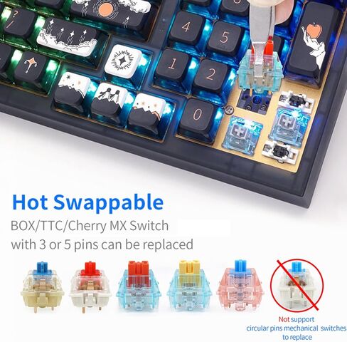 لوحة مفاتيح ألعاب MOLGRIA SKYLOONG GK68 ذات 68 مفتاحًا بإضاءة خلفية RGB مع أغطية مفاتيح بودنغ شفافة جانبية، ومفاتيح بصرية حمراء قابلة للتبديل السريع، لوحة مفاتيح ميكانيكية بمقبض سلكي من النوع C لنظام التشغيل Win/Mac OS in Kuwait