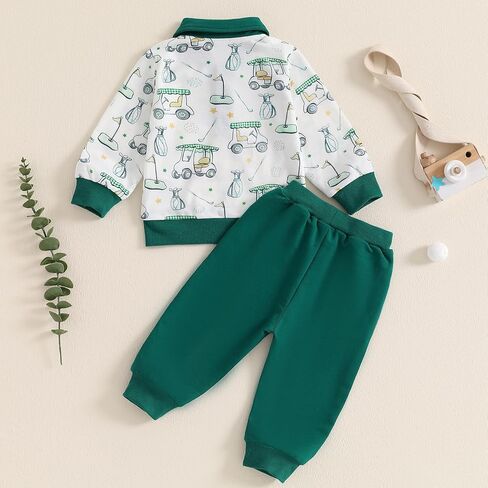 SAYOO Toddler Baby Boy Fall Clothes Western Cow Print/Mallard Duck Print Turn Down Collar Sweatshirt Jogger Pant Outfit in Saudi Arabia