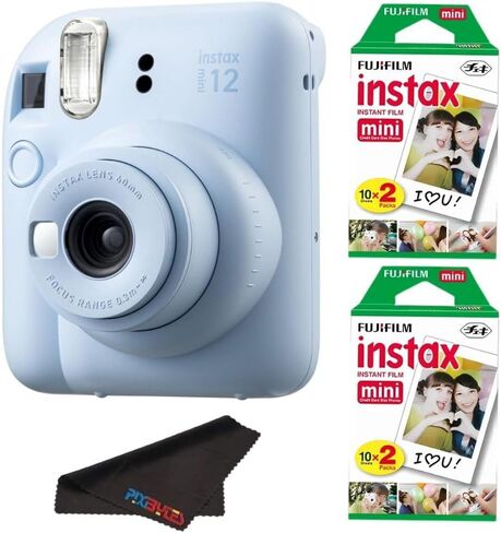 كاميرا Fujifilm Instax Mini 12 مع فيلم Fujifilm Mini Mini و Pixibytes Microfiber Cleaning Cloying ... (Mint Green ، Camera + 2 Twin Pack) in Saudi Arabia