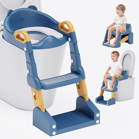 Potty Training Seat, 3-in-1 Toddler Toilet Seat with Step Stool Ladder, Splash Guard Anti-Slip Pad, Foldable Potty Chair with Soft Cushion for Toddler Kids Boys Girls in Kuwait