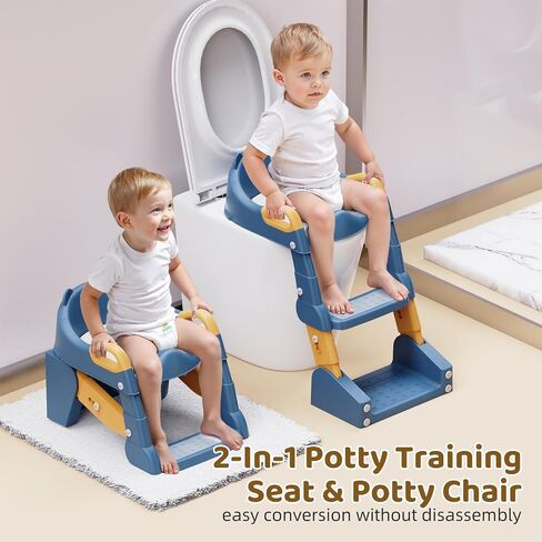 Potty Training Seat, 3-in-1 Toddler Toilet Seat with Step Stool Ladder, Splash Guard Anti-Slip Pad, Foldable Potty Chair with Soft Cushion for Toddler Kids Boys Girls in Kuwait