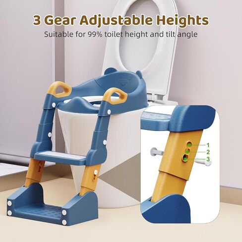 Potty Training Seat, 3-in-1 Toddler Toilet Seat with Step Stool Ladder, Splash Guard Anti-Slip Pad, Foldable Potty Chair with Soft Cushion for Toddler Kids Boys Girls in Kuwait
