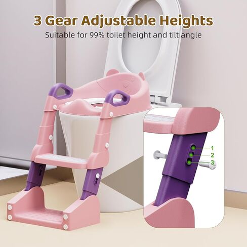Potty Training Seat, 3-in-1 Toddler Toilet Seat with Step Stool Ladder, Splash Guard Anti-Slip Pad, Foldable Potty Chair with Soft Cushion for Toddler Kids Boys Girls in Kuwait
