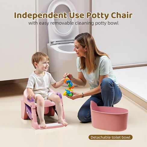 Potty Training Seat, 3-in-1 Toddler Toilet Seat with Step Stool Ladder, Splash Guard Anti-Slip Pad, Foldable Potty Chair with Soft Cushion for Toddler Kids Boys Girls in Kuwait