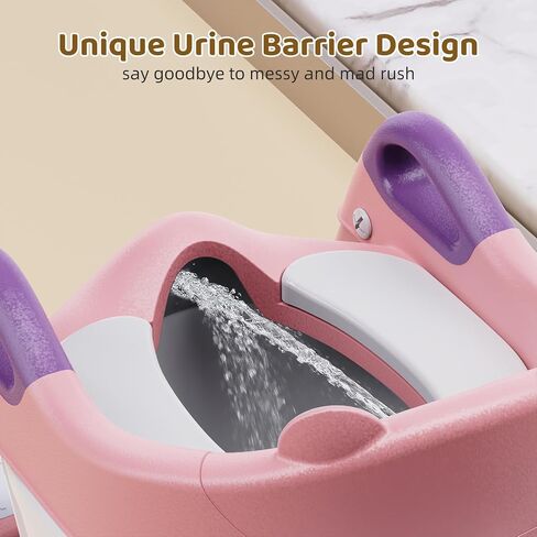 Potty Training Seat, 3-in-1 Toddler Toilet Seat with Step Stool Ladder, Splash Guard Anti-Slip Pad, Foldable Potty Chair with Soft Cushion for Toddler Kids Boys Girls in Kuwait