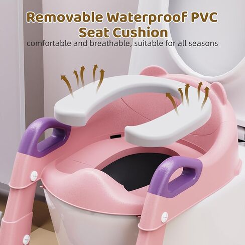 Potty Training Seat, 3-in-1 Toddler Toilet Seat with Step Stool Ladder, Splash Guard Anti-Slip Pad, Foldable Potty Chair with Soft Cushion for Toddler Kids Boys Girls in Kuwait