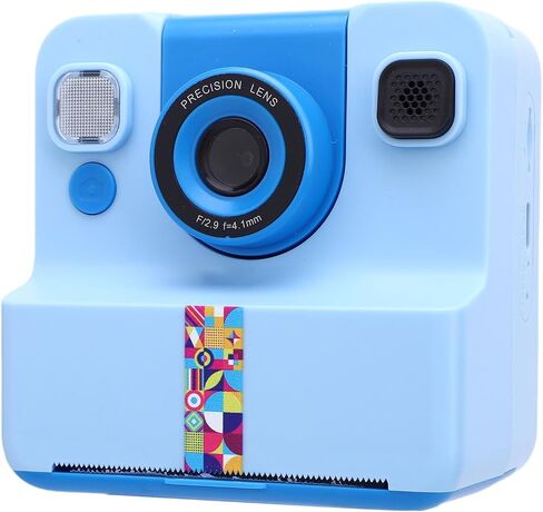 طباعة كاميرا للأطفال ، 1080p 24mp HD 2.4 بوصة شاشة كاميرات حرارية مع عدسة 180 درجة ، وضوء الفلاش ووظيفة صورة شخصية ، ألعاب طفل محمولة للفتيات الفتيات (الأزرق) in Kuwait
