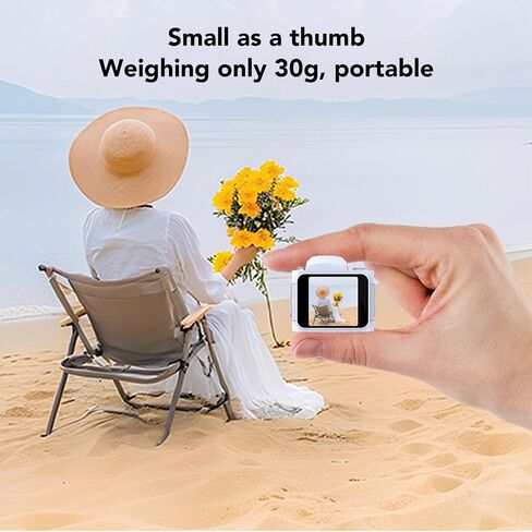Fosa Mini Digital Camera ، Mini Camera Compact Travel ، سلسلة مفاتيح 64 ميجابكسل 4K مع شاشة HD كبيرة واسعة الزاوية LED Fill Fill Filters (White) in Kuwait