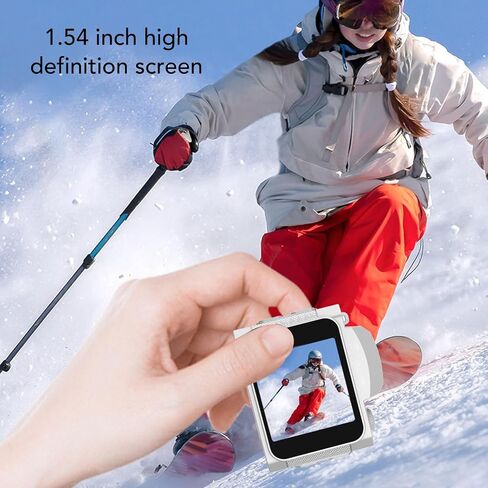 Fosa Mini Digital Camera ، Mini Camera Compact Travel ، سلسلة مفاتيح 64 ميجابكسل 4K مع شاشة HD كبيرة واسعة الزاوية LED Fill Fill Filters (White) in Kuwait