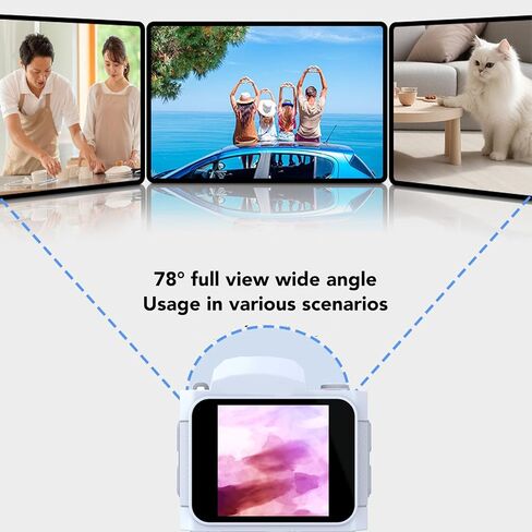 Fosa Mini Digital Camera ، Mini Camera Compact Travel ، سلسلة مفاتيح 64 ميجابكسل 4K مع شاشة HD كبيرة واسعة الزاوية LED Fill Fill Filters (White) in Kuwait