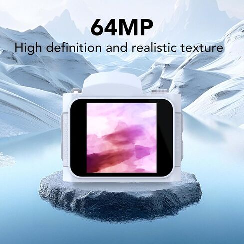 Fosa Mini Digital Camera ، Mini Camera Compact Travel ، سلسلة مفاتيح 64 ميجابكسل 4K مع شاشة HD كبيرة واسعة الزاوية LED Fill Fill Filters (White) in Kuwait