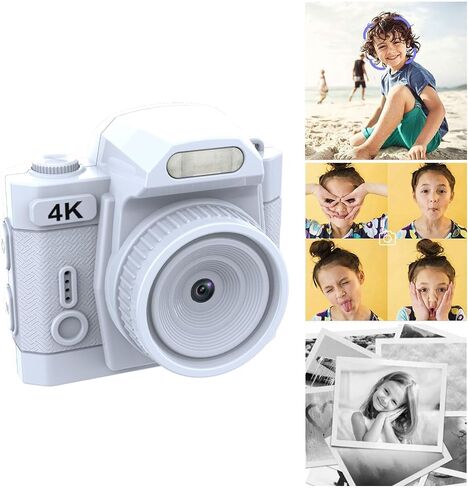 Fosa Mini Digital Camera ، Mini Camera Compact Travel ، سلسلة مفاتيح 64 ميجابكسل 4K مع شاشة HD كبيرة واسعة الزاوية LED Fill Fill Filters (White) in Kuwait