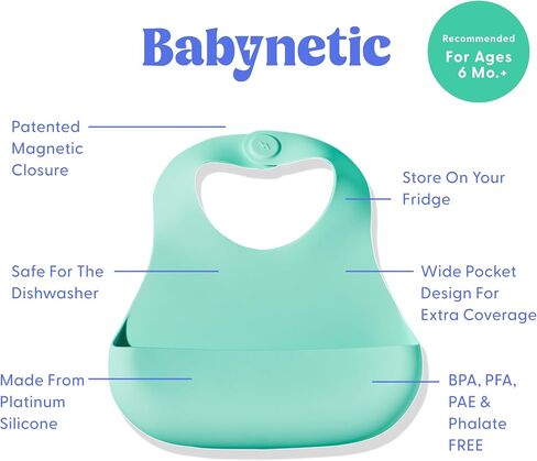Magnetic Silicone Bibs 2-Pack Waterproof, Dishwasher Safe, BPA Free Food-Grade, Baby Bib in Saudi Arabia