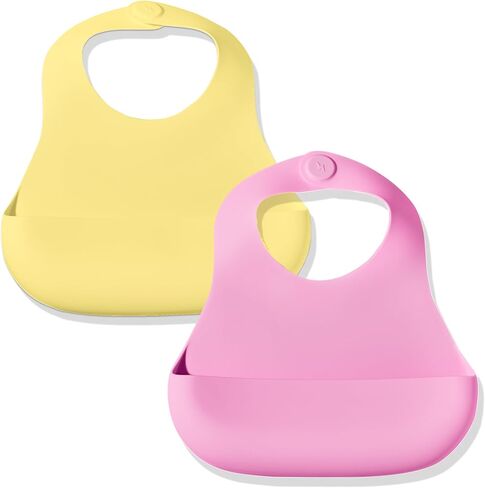 Magnetic Silicone Bibs 2-Pack Waterproof, Dishwasher Safe, BPA Free Food-Grade, Baby Feeding Bib in Saudi Arabia