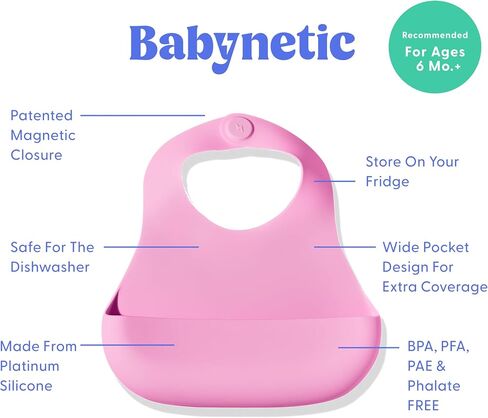 Magnetic Silicone Bibs 2-Pack Waterproof, Dishwasher Safe, BPA Free Food-Grade, Baby Feeding Bib in Saudi Arabia