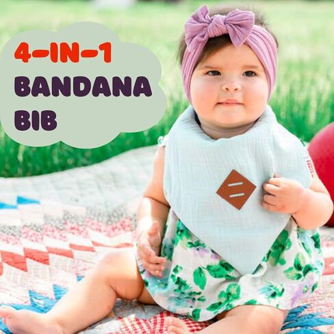 عكس Bandana Bibs-4-in-1 للجنسين Bandana Bandana و Baby Bibs للأولاد والبنات ، 3 حزمة ألوان صلبة للتسنين المطبخ والمرح للطباعة للتغذية in Saudi Arabia