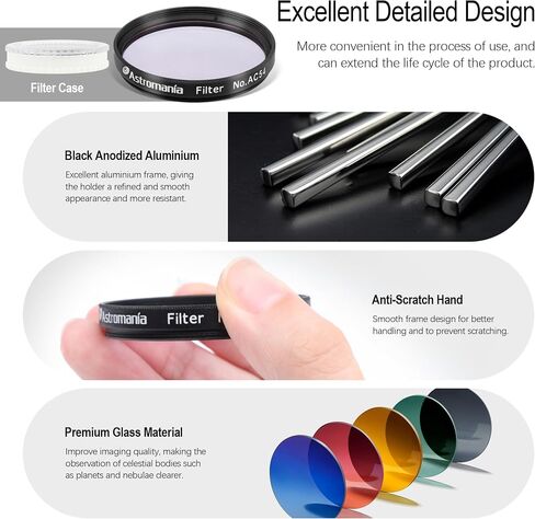 Astromania 2" Color/Planetary Filter for Telescope - #AC54 - Bundle with - Anti-Vibration Pads for Telescope Mount & Camera Tripod in Saudi Arabia