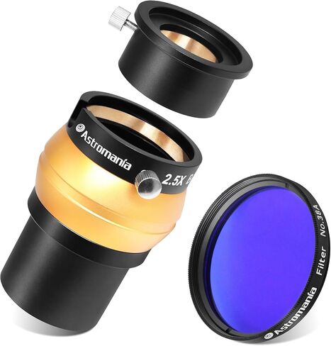 Astromania 2" Color/Planetary Filter for Telescope - #38A Dark Blue - Bundle with - 2.5X 2 inch Barlow Lens with 4 Elements in Saudi Arabia