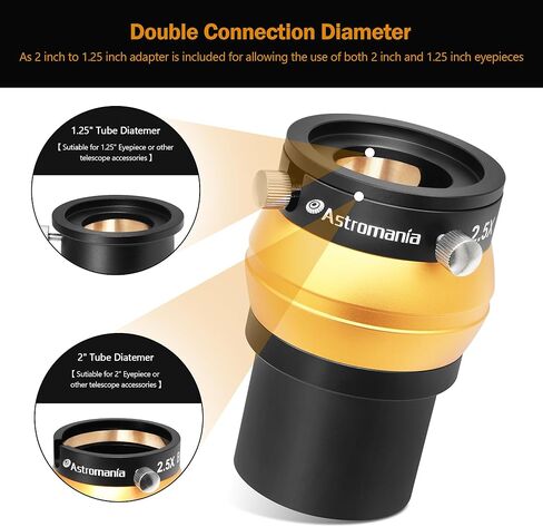 Astromania 2" Color/Planetary Filter for Telescope - #38A Dark Blue - Bundle with - 2.5X 2 inch Barlow Lens with 4 Elements in Saudi Arabia