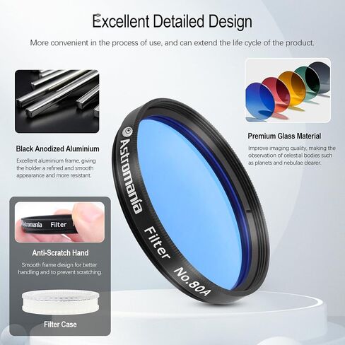 Astromania 2 "Color/Planetary Filter for Telescope - #80a Blue - Bundle with - 2" Filter #AC54 & ND96-0.3 in Saudi Arabia