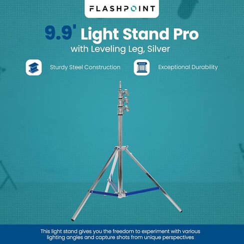 Flashpoint 9.9 'Light Stand Pro مع تسوية الساق والفضة in Kuwait