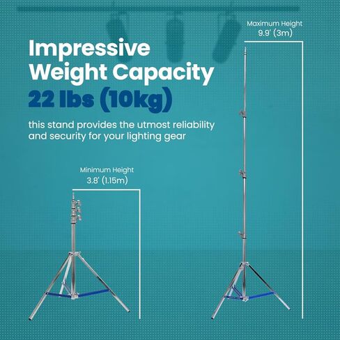 Flashpoint 9.9 'Light Stand Pro مع تسوية الساق والفضة in Kuwait